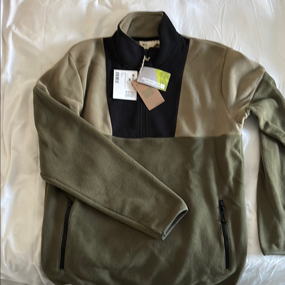 Men's Olive and Black Fleece Jacket